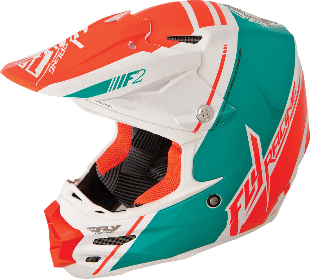 F2 Carbon Canard Replica Helmet White/Teal/Orange